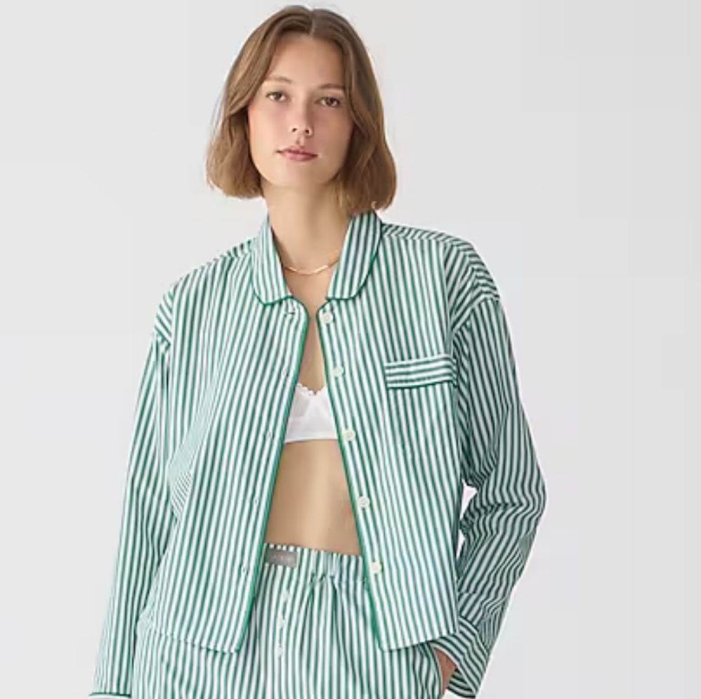 NWT J.Crew Long-sleeve Cropped Pajama Top Size XS